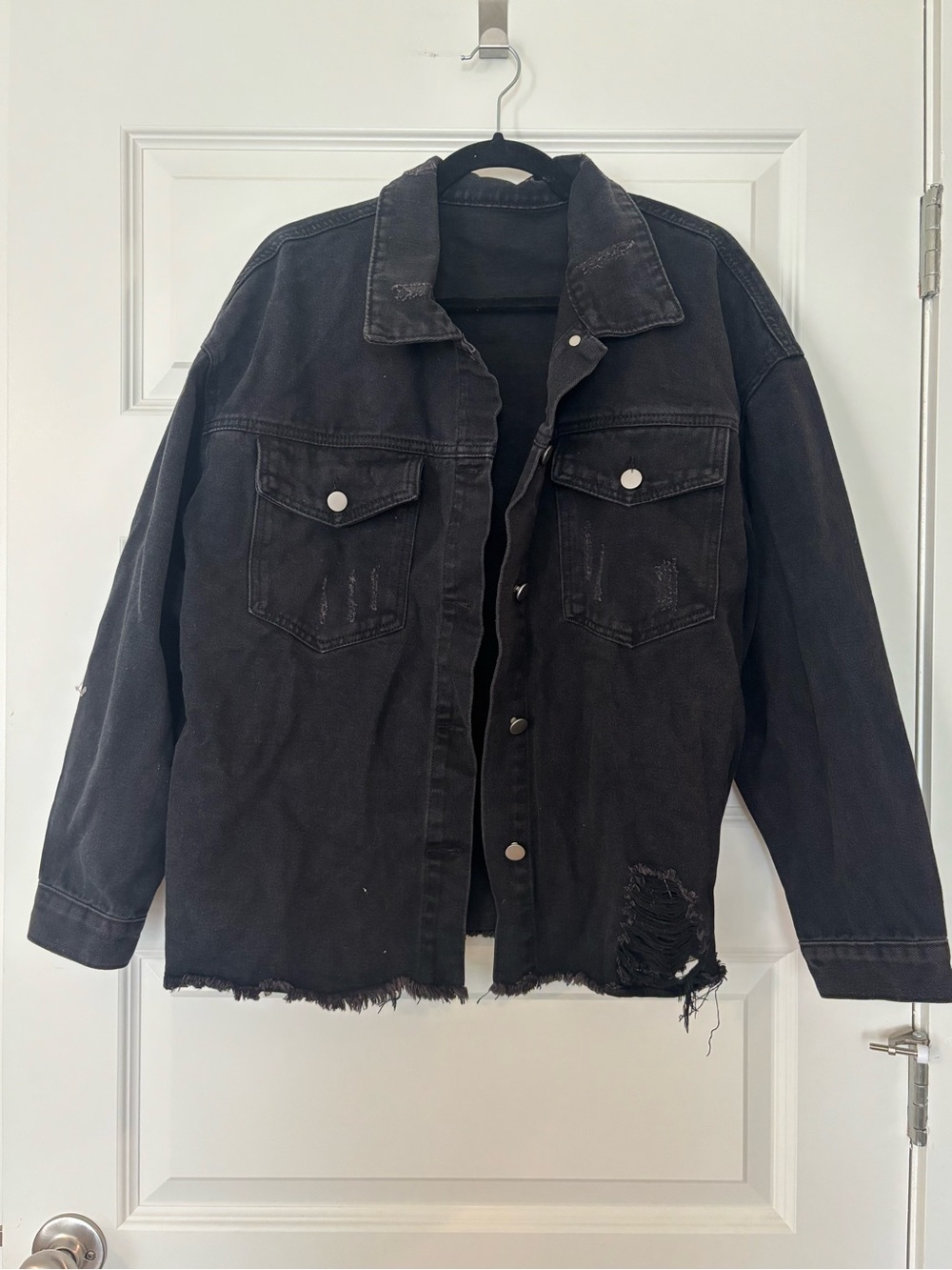 Black Distressed Denim Jacket